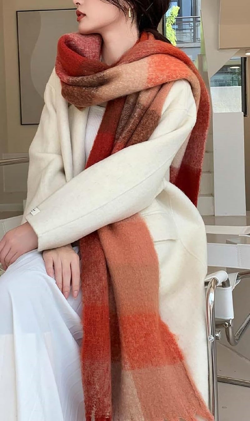 Wander Agio Winter Women Warm Scarf Long Shawl Large Scarves Cold Weather Thick Blanket Scarfs Colorful Plaid - Image 2